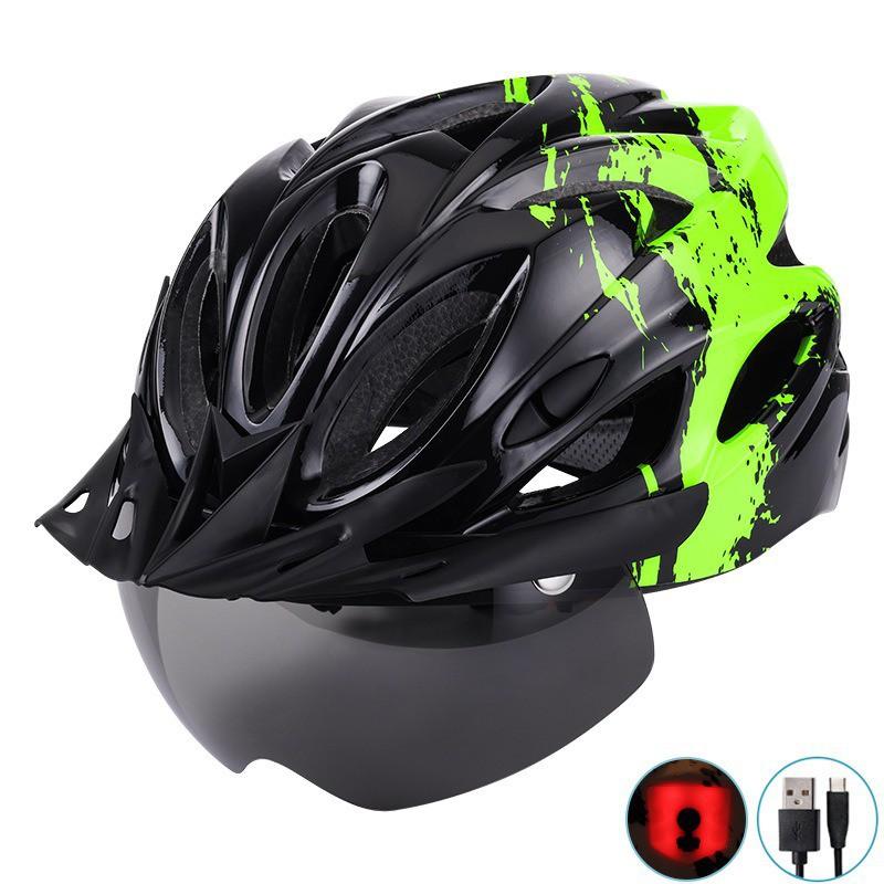 Integrated Cycling Helmet With Magnetic Snap-on Visor Rear LED Light Unisex Mountain Bike Half EPS Foam CE CPSC