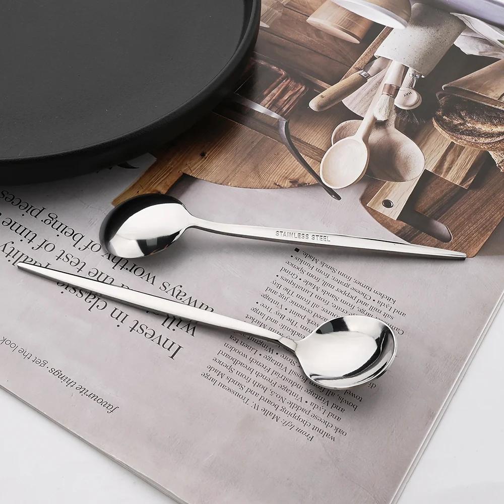24Pcs Mirror Flatware Set Kitchen Stainless Steel Tableware Set Hotel Dinnerware Set Western Silver Cutlery Set Gift