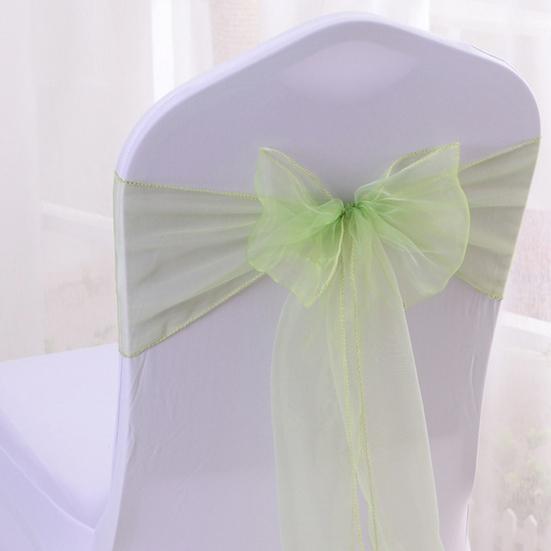 5Pcs Organza Chair Sashes Bright Color Silky Wedding Decoration Clear Chair Cover Back Ties Wedding Reception Event Decor
