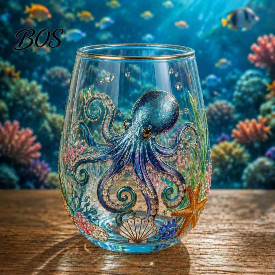 Bird And Flower Tea Cup Sea Turtle Glass Tumbler, Ocean Theme Drinking Mug, Borosilicate Coffee Juice Wine for Juice, Beach Gift Nature Lovers