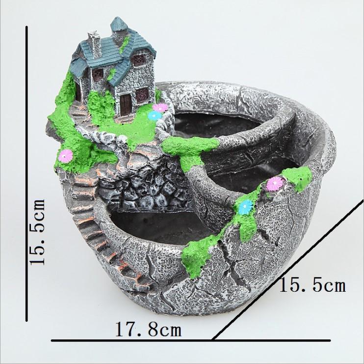 1pcs Flower Pot Resin Desktop Decor Garden Planter Bonsai Handcrafts Decoration