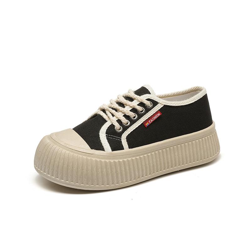 Летние новые женские повседневные парусиновые туфли в тренде корейская версия низких студенческих туфель дышащие тапочки с мягкой подошвой на платформе