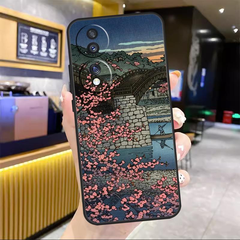 Японский чехол с цветами сакуры для Honor X7a X8a X9a X6a X8 X9 X6 X7 10 50 90 70 Lite 8X 9X Magic 4 Lite 5 Pro