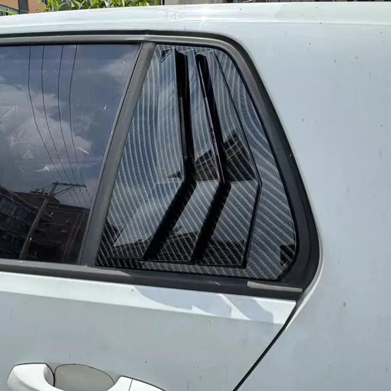 For VW Golf MK7 MK7.5 2013- Car Rear Louver Window Side Shutter Cover Trim Sticker Vent Scoop ABS Carbon Fiber Black Parts