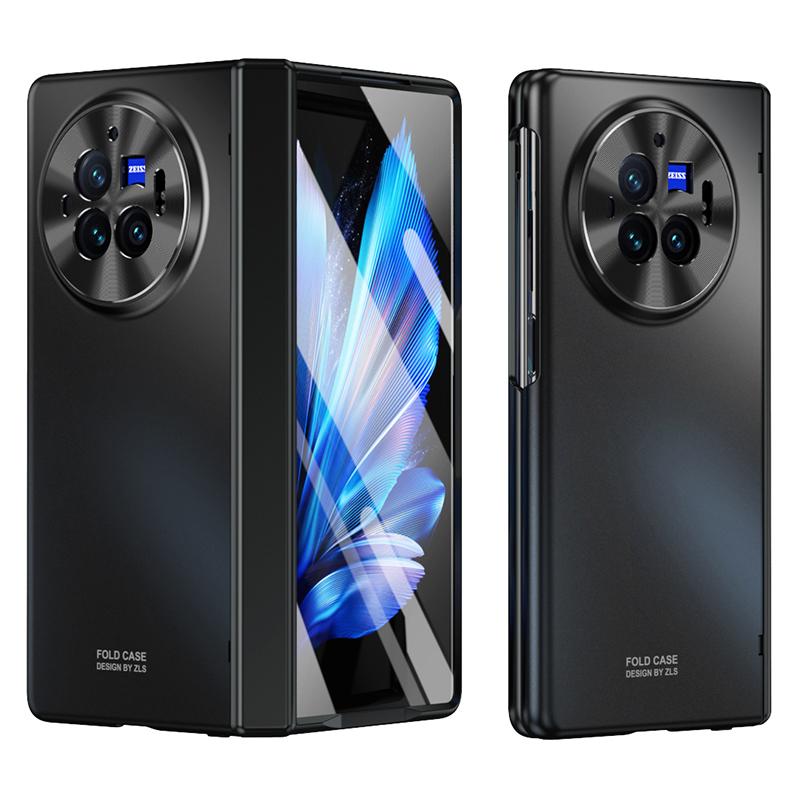 Для vivo X Fold3 Pro Чехол Покрытый ПУ кожей Чехол для телефона из ПК с защитной пленкой из закаленного стекла