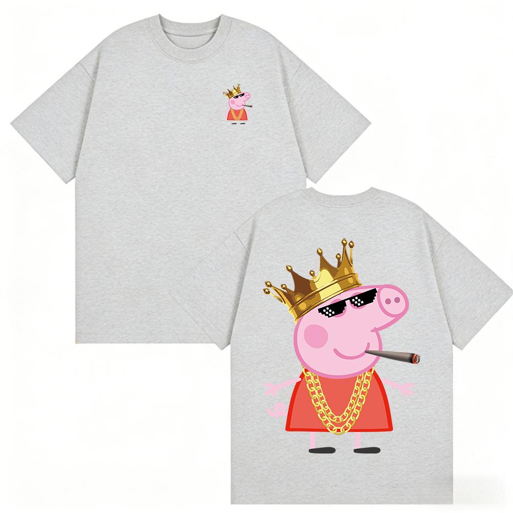 Летняя футболка Peppa Pig, мультяшный узор, детская, унисекс, дышащая, свободная, повседневная