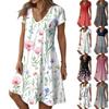 Women's Fashion Summer Casual Short Sleeve Floral Print Dresses