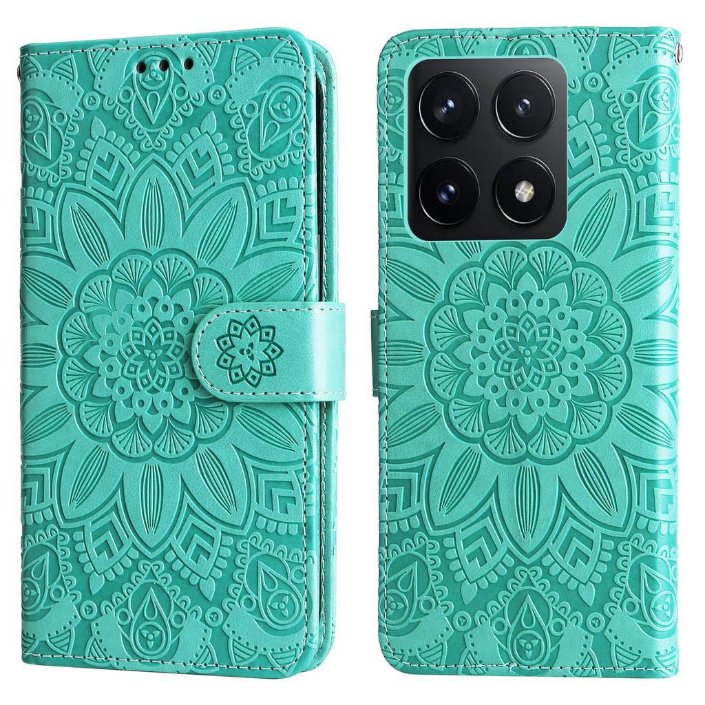 For Xiaomi 14T Case Sunflower Imprint Leather Wallet Phone Cover