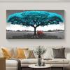 Abstract Blue Red Tree Chair Oil Canvas Painting Landscape Posters and Prints Wall Art Pictures Living Room Home Decor No Frame