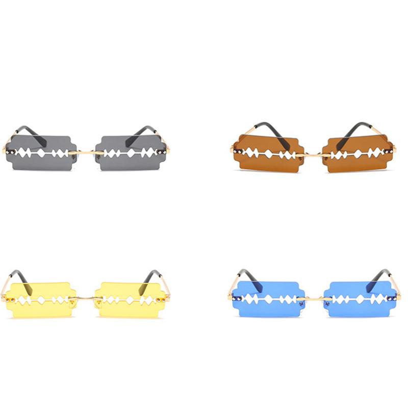Unique Razor Blade Sunglasses Women Fashion Rimless Y2k Glasses Streetwear UV400 Xmas Gift
