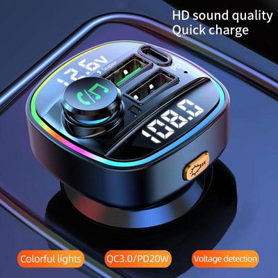 Цифровой дисплей PD20W Быстрая зарядка Bluetooth Автомобильный FM-передатчик и MP3-плеер