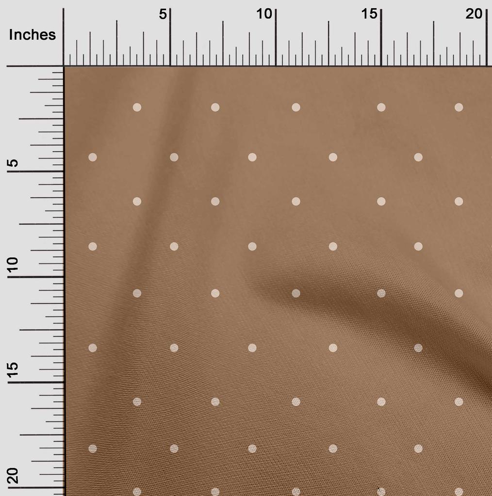 oneOone Cotton Cambric Brown Fabric Polka Dot Sewing Material Print Fabric By The Yard 42 Inch