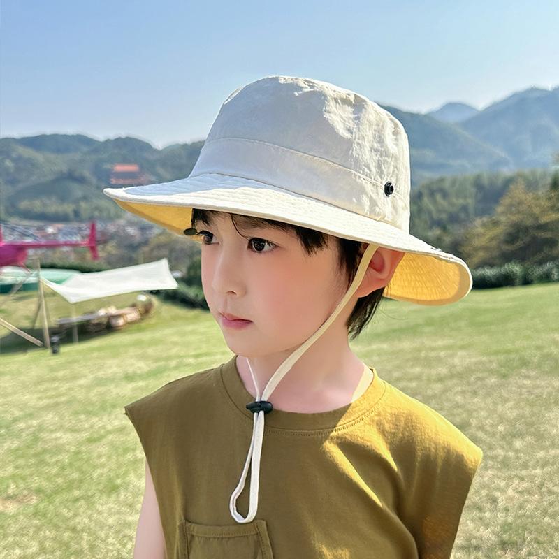 Children's hats summer boys and girls outdoor sunscreen hats quick-drying waterproof breathable sun hat large brim bucket hat