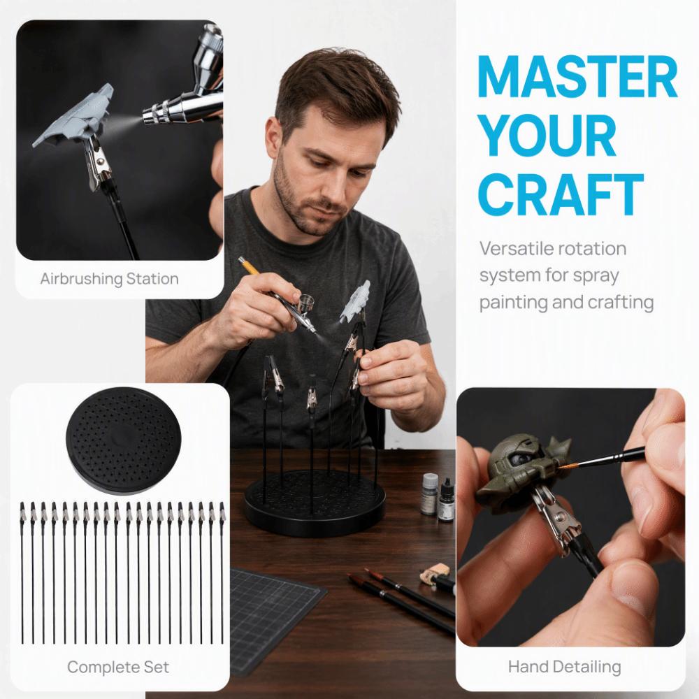 360 Degree Rotation Model Painting Stand 20 Bendable Clips Model Painting Kit  For Hobby Modeling