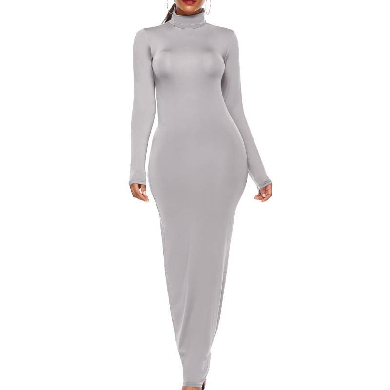 Long Sleeve Stretch Polyester Elegant Bodycon Dress For Office Women
