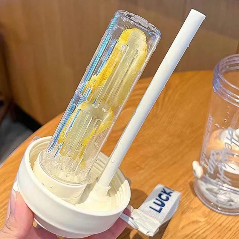 Бутылка для воды с трубочкой объемом 600 мл и фильтром для отделения чая, студенческая чашка для девочек, портативная пластиковая чашка большой емкости для лета