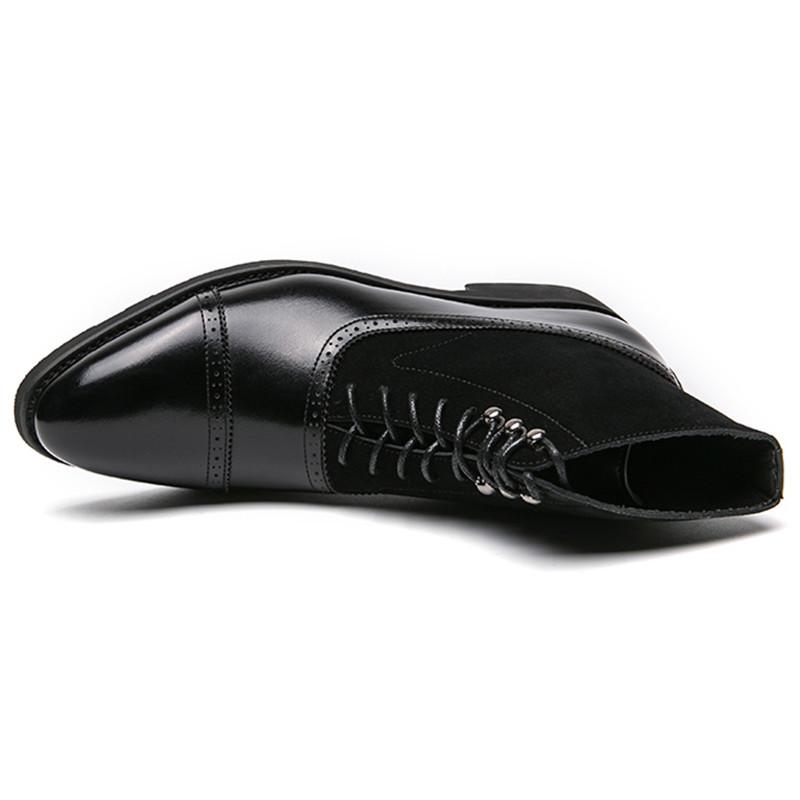 Fashion New Men's Pointed Retro Suede Patchwork Lace Up Ankle Boots British Designer Botas Trend Casual Luxury High-top Punk Rock Shoes