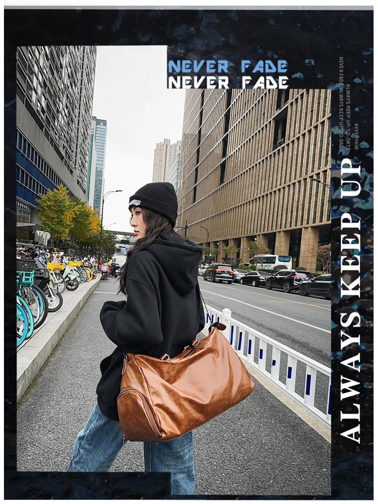 Ruiying Ретро Водонепроницаемая Унисекс Дорожная Сумка из ПУ Кожи - Большая Вместимость для Спортзала и Ручная Кладь для Самолета