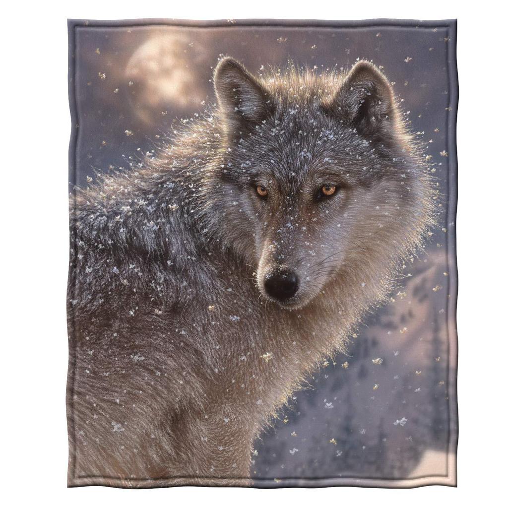 Wolf Animal Blanket Moon Print Flannel Blanket Bedding Sofa Blanket