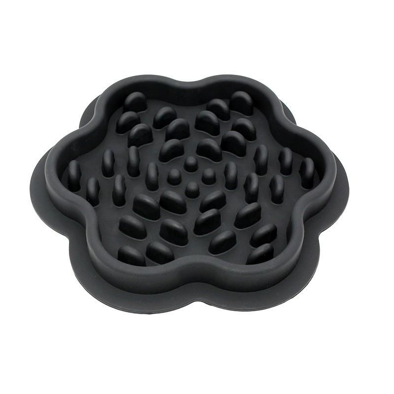 Silicone Slow Feeder Bowl Dogs Cats Anti-Slip Pet Food Dish With Raised Non-Spill Design