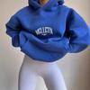 Casual Letter Print Loose Fit Hooded Sweatshirt Couples