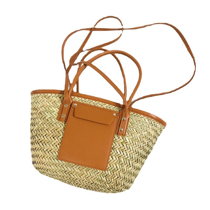 Laizhou Straw Woven Open Tote Bag - Women's Handbag & Shoulder Bag