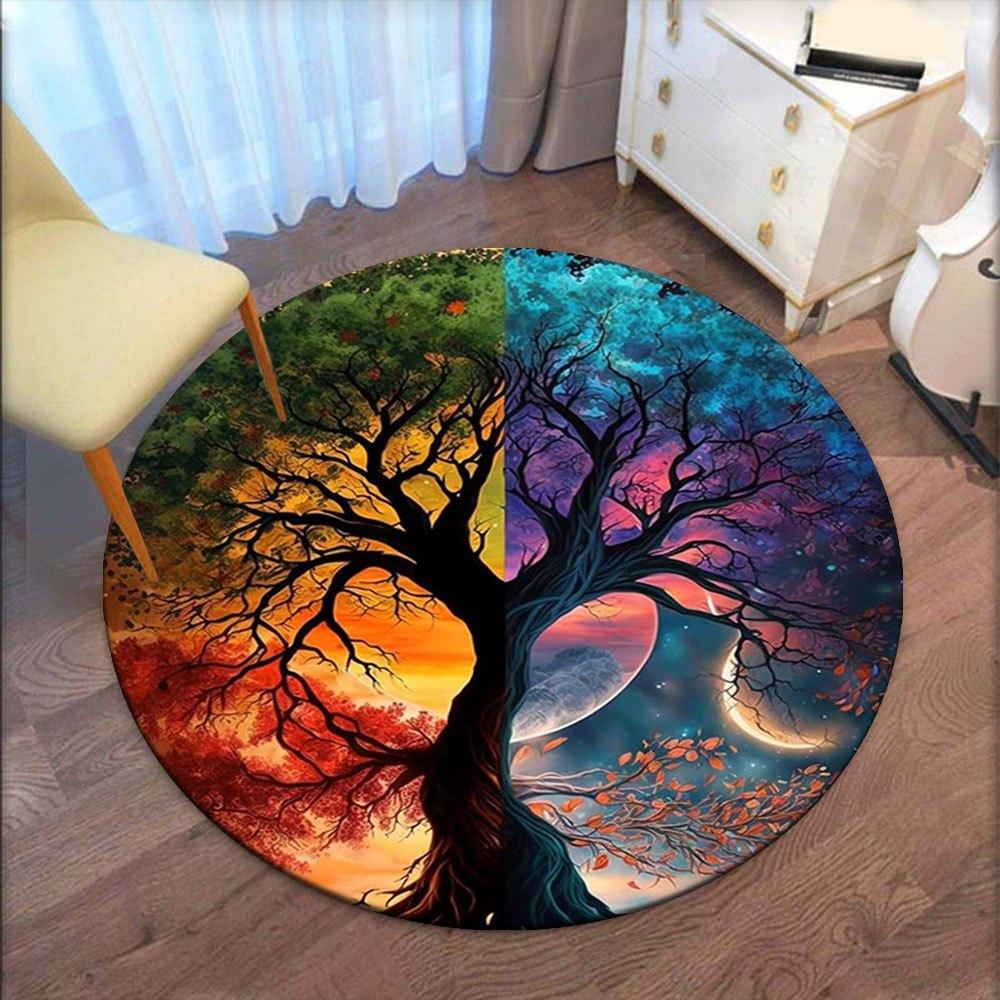 Yin Yang Tree of Life Wall Art DecorRound Non-Slip chair mat chair carpet for office Rugs for Office Decor Gift For Valentine's Day Mother's Day Hallo
