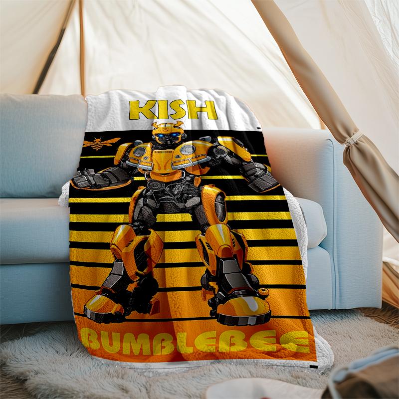 Personalized Custom Name Blanket - Bumblebee Print Design,Blanket for Sofa,Bed,Travel,Camping - Soft and Warm, Great Gift