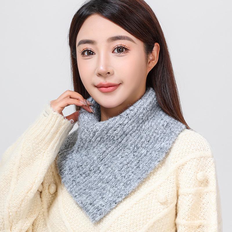 1 шт. модный кашемировый вязаный треугольный шарф с поддельным воротником зимний теплый мягкий ветрозащитный однотонный