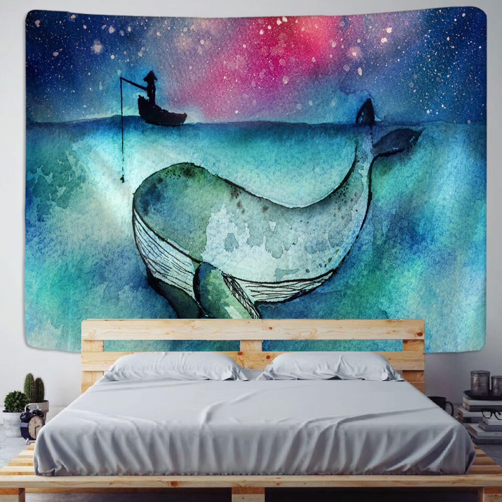 Beautiful Underwater World Dolphin Fantasy Scene Bohemian Decoration Hippie Bedroom Home Decoration Tapestry