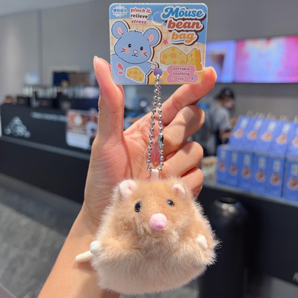 Bean Bag Fluffy Mouse Keychain Bag Charm Rat Plush Doll Soft Fabric Hamster Pendant Kids Toy