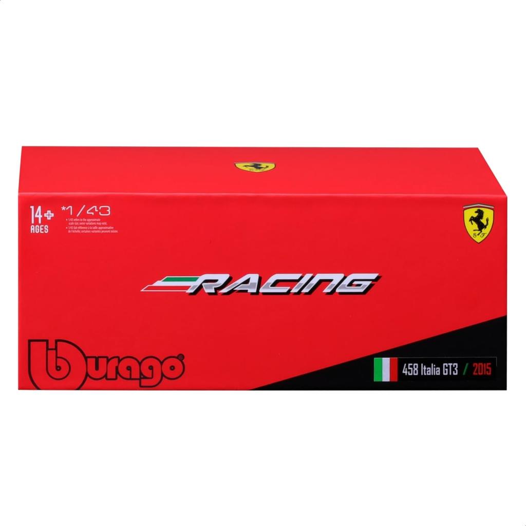Bburago Scale Ferrari 458 Italia GT3 2015 Green Race Sports Car Diecast Model Car Finished Product 1/43 #64 / 18-36305