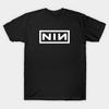 Мужская черная футболка с принтом Nine Inch Nails Минималистичный логотип Nin Печать на трансферной бумаге без вырезания Хлопковая футболка