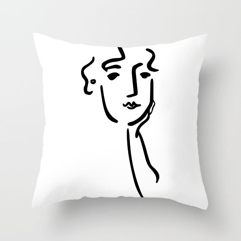 New Nordic Ins Pillow Cover Abstract Geometric Blue Ultra Short Velvet Cushion Cover