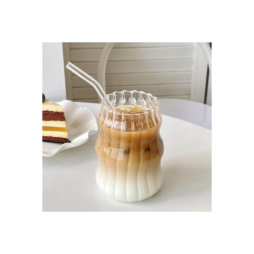 2 Heat-resistant Borosilicate Layered Long Twisted Glasses | Coffee And Presentation Glass