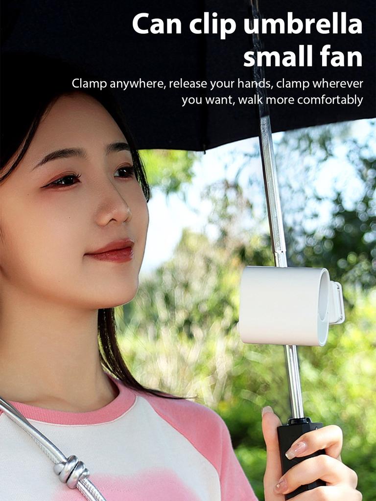 360° Rotatable Outdoor Mini Fan Portable Umbrella Clip Fan 5 Speed Settings Summer Waist/Desktop Cool Fan USB Charging
