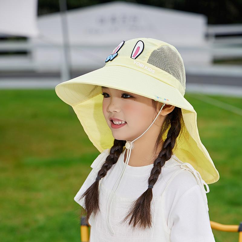 Children's Hat Summer Cartoon Sun Protection Sun Hat Face Protection UV Mesh Breathable Boy and Girl Shawl Hat