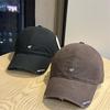 Korean version of ripped embroidery of peaked cap Korean women's versatile street face small pure cotton soft top sunshade baseball cap