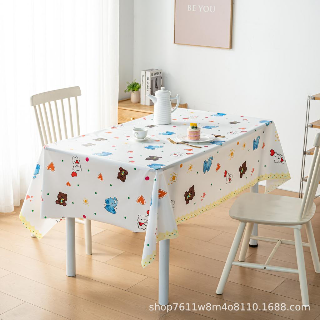 Waterproof And Oil-Proof Leave-In Tablecloth Peva Cream Rectangular Picnic Mat Student Dormitory Dining Table Mat