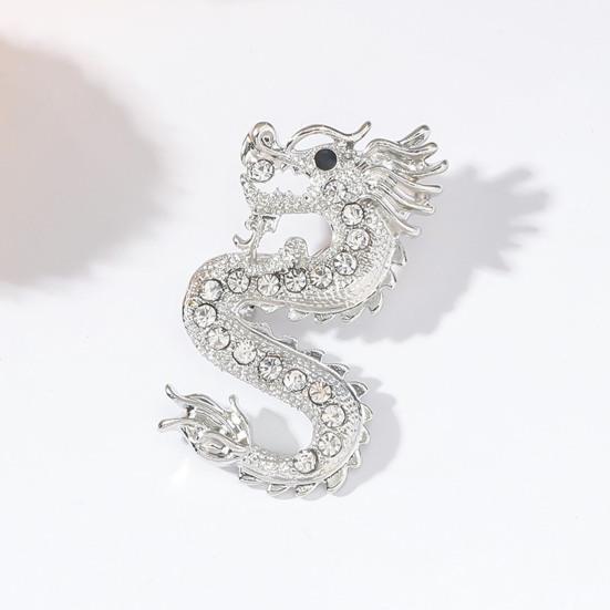 Брошь со стразами и драконом, женская брошь, китайский дракон зодиака для воротника, пальто, одежды