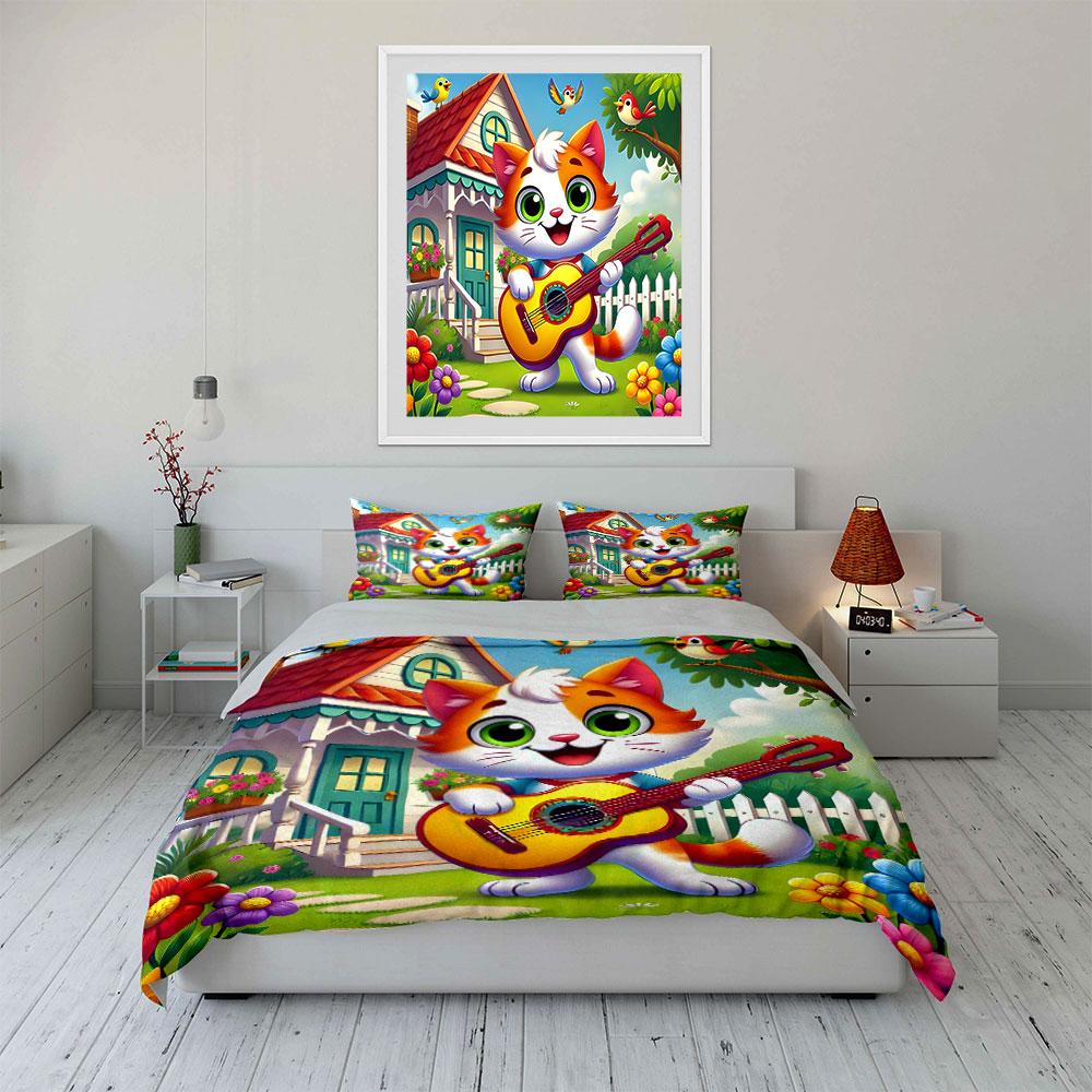"Melodic cat's garden symphony" Bedding sets Duvet covers Pillowcases(1* Duvet Cover 2* Pillowcases without duvet insert)