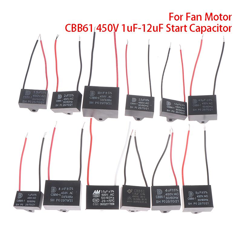 Cbb61 450V 1Uf~12Uf Terminal Ceiling Fan Motor Running Rectangular Start Capacitor