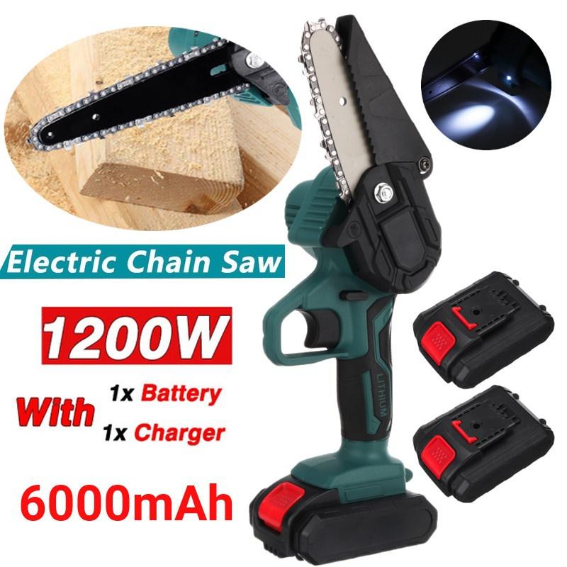 6 Inch Electric Saw Mini Rechargeable Electric Chain Saw Household Small Hand-held Logging Tree Saw Hand-held Garden Flowers