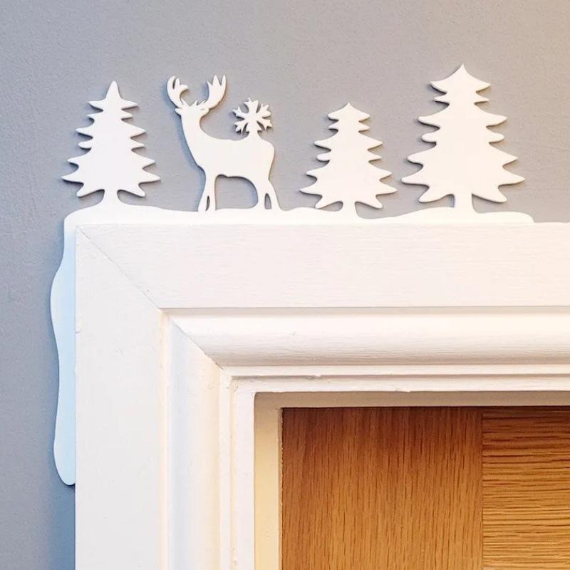 2025 New Metal Christmas Door Topper, Christmas Door Frame Decor, Door Crown Decor Christmas, Christmas Door Corner ( B)