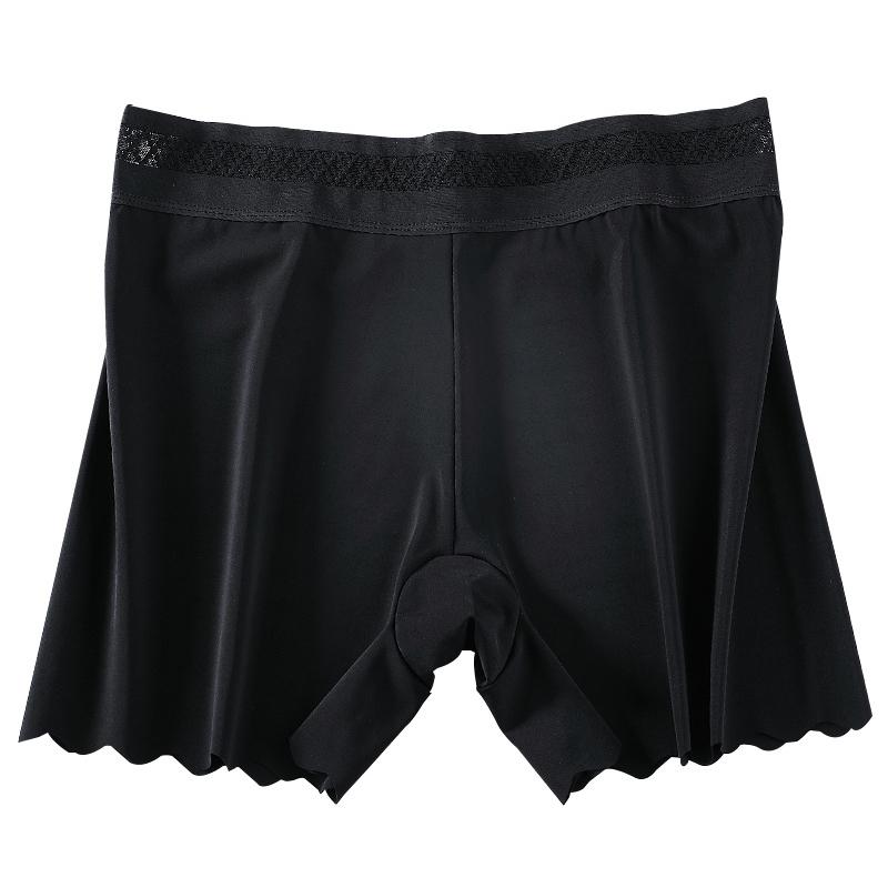 Flarixa Ice Silk Plus Size Lace Safety Shorts Seamless Mid Waist Thin Women's Summer Shorts Breathable Silk Crotch Boxer Women