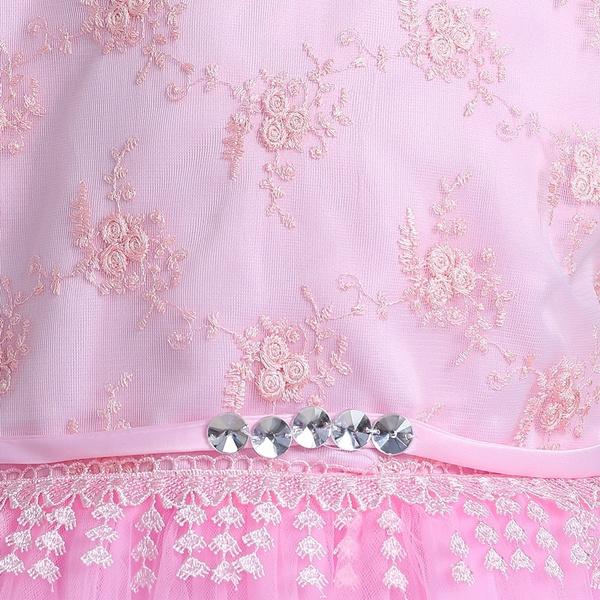 Kids Flower Girl Dress Baby Girls Lace Formal Princess Pageant Wedding Birthday Party White Bridesmaid Dresses Tea Length