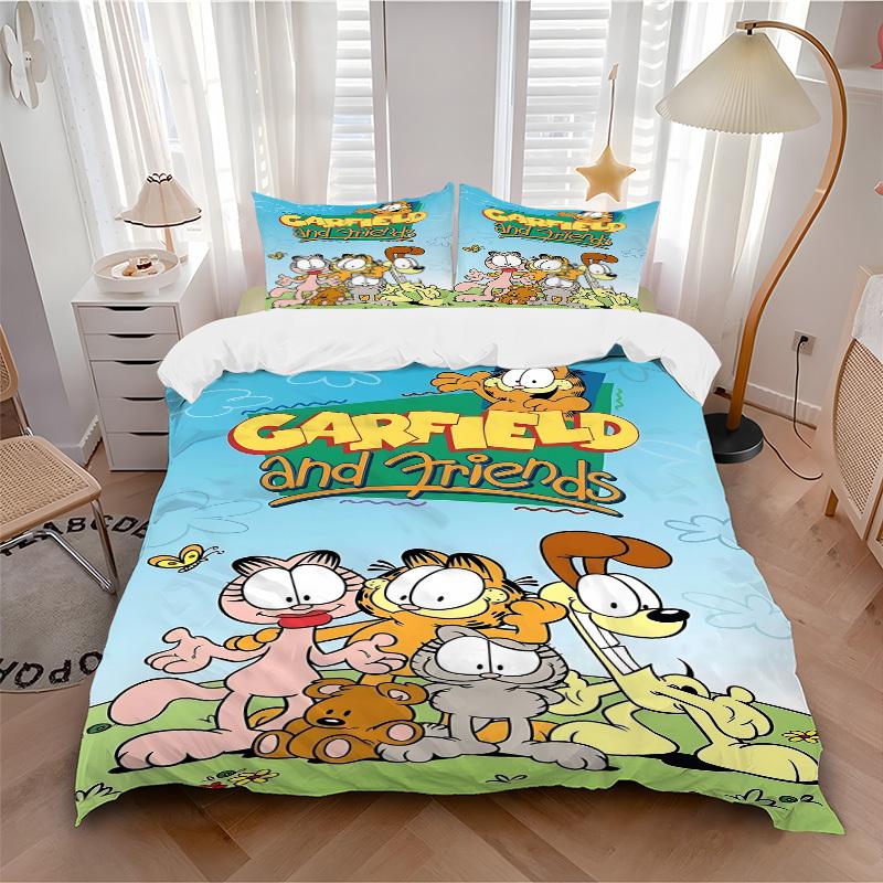 3pcs Garfield, Friends Duvet Cover Set - Machine Washable, Includes 1 Duvet Cover and 2 Pillowcases, No Core Included yy251022191