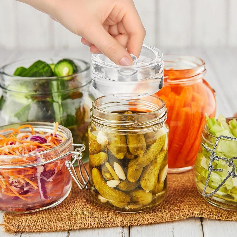 Heavy Fermentation Glass Weights Transparent Cheese Fermentation Lid Canning Weights Canning