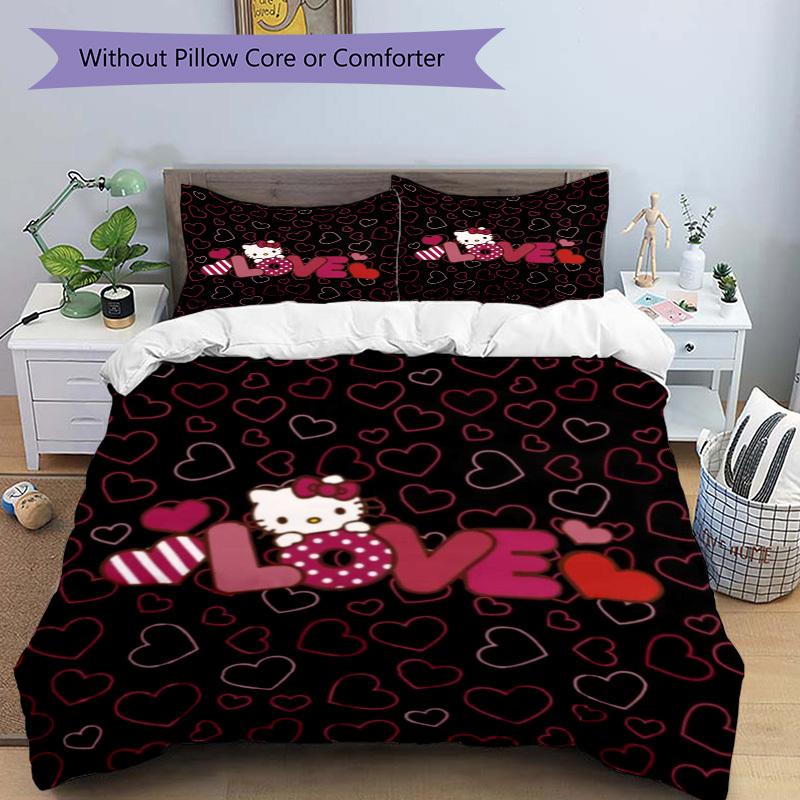 3pcs Hello Kitty Bedding Set: Perfect for Bedroom or Guest Room. Soft and Comfortable with No Core Included yy251009195