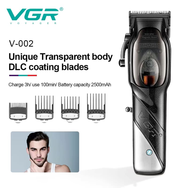 Stainless Steel Rechargeable Electric Hair Clipper Shaver Gradient Fine Trimming with Base Household Electric Shaver Rechargeable Dual-purpose